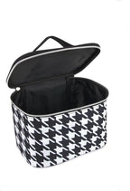 Cosmetic Bag, Travel Case, Makeup Bag, Houndstooth pattern, with Two-Way Zippers, Water Resistant, Fully Lined, 8.7 x 5.9 x 6 inches, Black and White