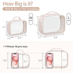 PACKISM Clear Makeup Bag - 2 Pack TSA Approved Toiletry Bag with Handle and 180° Large Opening, Sturdy Clear Toiletry Bag Fit Carry-on Travel Essential, Travel Bags for Toiletries, Pink Ditsy Floral