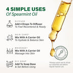 KUKKA Spearmint Essential Oils - 4 Fl Oz - for Hair, Skin, Diffuser, Aromatherapy & DIY Soap Making Scent