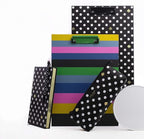 Kate Spade New York A4 Clipboard Folio with Low Profile Clip, Black Professional Padfolio Includes Lined Notepad, Pen Loop, and Pocket, Polka Dots