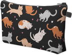 Cute Travel Makeup Bag Cosmetic Bag Small Pouch Gift for Women (Cat Black)