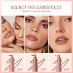 Matte Lip Liner Pencil Set, 12 Colors, Waterproof, Smudge-Proof, Long-Lasting, Semi-Glossy Finish for Defining, Contouring (1#, 3Count (Pack of 1))