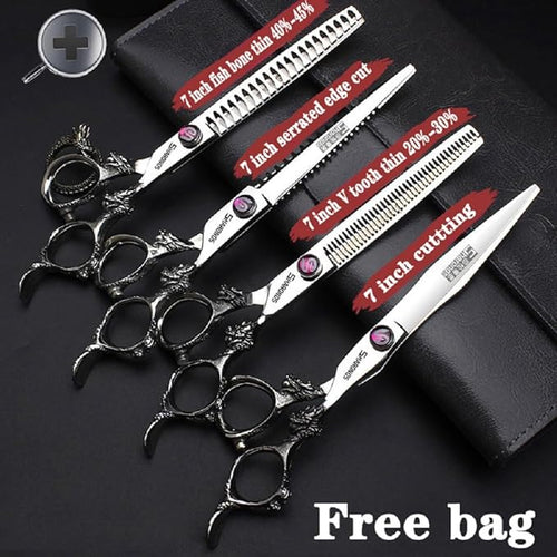 6/7/8/9-inch professional hair clipper set, stainless steel sharp hair clippers, hairdresser specific scissor(7 inches, 4 pieces)