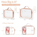 PACKISM Clear Makeup Bag - 2 Pack TSA Approved Toiletry Bag with Handle and 180° Large Opening, Clear Toiletry Bag Fit Carry-on Travel Essential, Travel Bags for Toiletries, Rose Pink