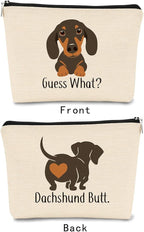 Dachshund Makeup Bag,Dachshund Gift Funny Guess What It's Dachshund Cartoon Cute Wiener Dog Sausage Dog Cosmetic Bag Best Gift Idea for Dog Loves Women Dog Mom Teen Girls Daughter