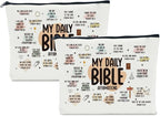 2 Pcs Inspirational Christian Gifts for Women: Bible Verse Scripture Makeup Bag Cosmetic Bag for Girl Daughter Bestie Friendship Gifts - Thanksgiving, Christmas, Graduation, Birthday