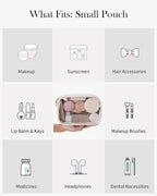 Pocmimut Makeup Bag,Small Makeup Bag TSA Approved Clear Toiletry Bag,Makeup Case Pouches Car Accessories Storage for Women,Travel Essentials Organizers,Beige