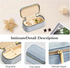 TAIMY Mini Jewelry Travel Case, Velvet Small Travel Jewelry Box, Portable Jewelry Travel Organizer Box for Rings Earrings Necklaces, Gifts for Women Girls(Blue)