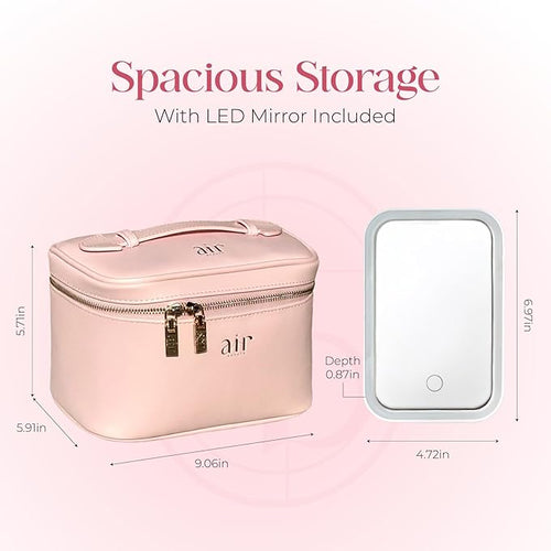 Air Glow Makeup Bag, Cosmetic Travel Case with Zipper Closure