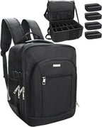 TANTO Makeup Backpack Makeup Artist Bag Professional Extra Large Cosmetic Bag Travel Train Case Storage Organizer Double-Layer Large Capacity Cosmetic Case with 4 Pouch(Black)