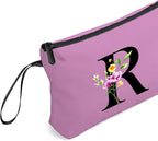 Women Birthday Maid of Honor Monogrammed Gifts for Bride Bridesmaid Sister Friend Her Teacher Makeup Cosmetic Bag with Mirror Mothers Day Christmas Graduation R