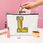 Monogrammed Cosmetic Bag - Initial Makeup Bag with Letter L Zipper Pouch - Softball Accessories for Girls & Women - Graduation & Birthday Gifts