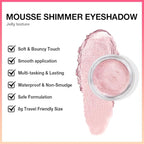 Cream Glitter Pale Pink Shimmer Metallic Eyeshadow Palette Makeup For Mature Women, Natural Single Mini Instant Holographic Eyeshadow, Sombras Crema Para Ojos, Talc, Paraben & Cruelty Free