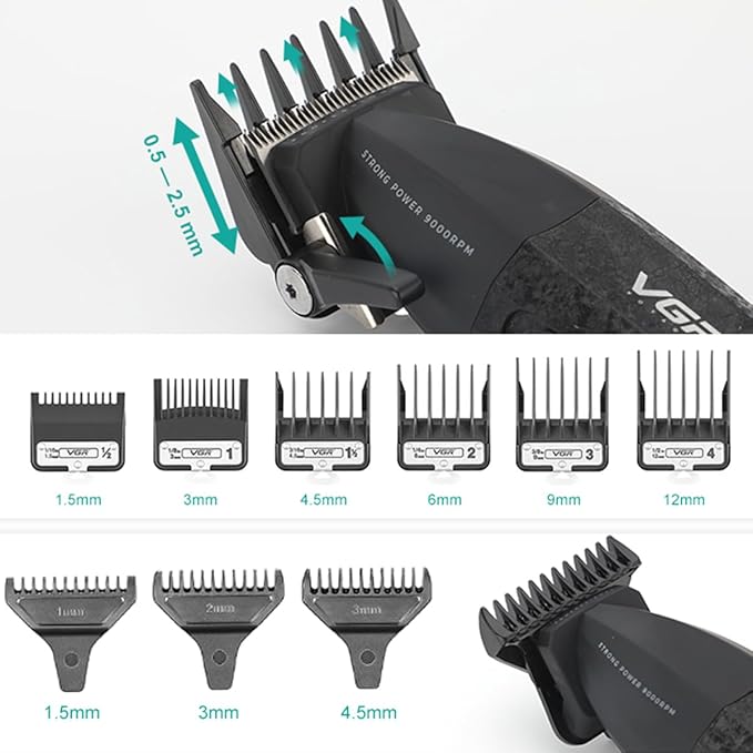 VGR 640S3 Professional 3 in 1 Hair Cutting Kit, 9000RPM Hair Clippers for Men Professional Hair Trimmer & Foil Shavers Set, Cordless Mens Barber Combo for Home, for Him(Green)