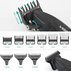 VGR 640S2 Professional Hair Clippers for Men, 9000RPM Cordless Barber Clippers and Trimmers Set, Zero Gap T-Blade Hair Cutting Kit, DLC Coated Ceramic Blade Barber Kit with LED Display(Green)