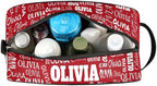 Custom Makeup Toiletry Bag, Personalized Red Travel Cosmetic Organizer Case Portable Bag with Zipper