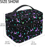 Makeup Bag, Crescents and Stars Makeup Organizer Bags Toiletry Bag Box Travel Cosmetic Bag Make Up Train Case for Women Teen Girl Ladies
