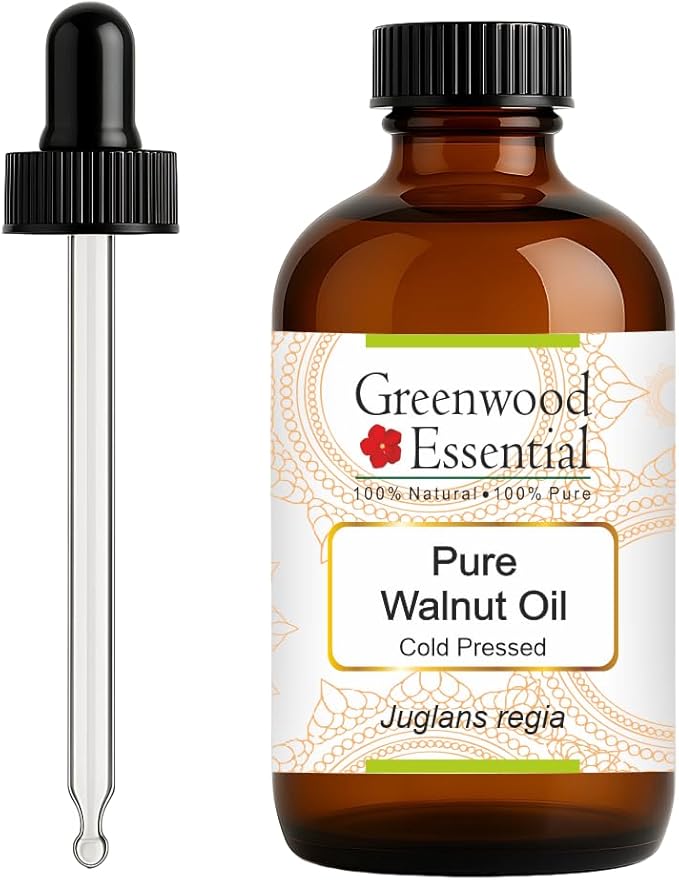 Greenwood Essential Pure Walnut Oil (Juglans regia) with Glass Dropper Cold Pressed 120ml (4 oz)