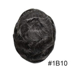 FACE MIRACLE Lace Front Mens Toupee Human Hair System Lace Center Toupee for Men Thin Skin PU Around Hair Replacement System V-Looped Mens Hair Wig 7"X9" #1B10 1B# OFF BLACK WITH 10% SYNTHETIC GREY
