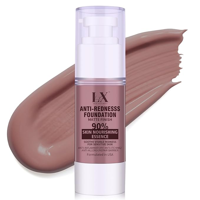 Sensitive Skin Foundation - Serum Foundation with Vitamin E, Sun protection & Deep Hydration for A Smooth & Satin Finish, Vegan & Cruelty-Free, 410 Deep