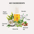 Perfect Hair Coconut Oil Hair Serum - Natural Hair Oil Infused with Raw Virgin Olive Oil, Sweet Almond and Keratin - Smoothing Hair Oil for Frizzy, Dry & Damaged Hair - 50ml (1 Pack)