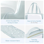 PACKISM Clear Toiletry Bags - 3 Pack Makeup Bags with Handle, Large Opening, Waterproof Cosmetic Bags for Travel Essentials, Grayish Blue