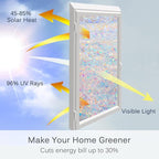 Volcanics Window Privacy Film with Installation Tools, Static Window Clings Vinyl 3D Decals Stickers Rainbow Window Film for Glass Door Heat Control Anti UV 17.5 x 78.7 Inches
