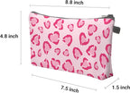 Cute Travel Makeup Bag Cosmetic Bag Small Pouch Gift for Women (Heart Leopard Pink)