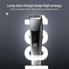 Hair Clippers for Men and Kids Adjustable Length Trimmer Haircut Professional Haircuts Tool Grooming 6 Kit LED Screen Display Fast Charge for Family Black