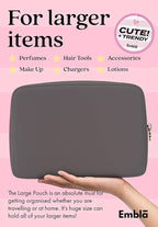 Embla Makeup Bag Travel Cosmetics Pouch and Toiletry Bag, Nylon Zipper Pouch Purse, Cute Make Up Organizer Storage Tote for Women Girls, Waterproof Travel Skincare Case, Large Makeup Bags, Grey
