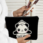 Cute Baby Panda Makeup Bag, Guess What It's Pug Butt Cosmetic Case for Teen Girls & Women, Panda Accessory (Black)