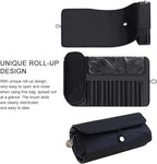 Makeup Brush Bag, Travel Makeup Brush Case Makeup Brush Holder Organizer Cosmetic Bag Portable Roll Up Brush Storage Bag for Makeup Brushes and Cosmetic Essentials (Black)