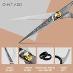 Ontaki Hair Shears & Thinning Scissors Kit - 7-Inch, Silver Japanese Steel - Precision Hair Cutting Scissors for Professionals & Home Stylists with Styling Comb & Pouch