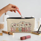 Teacher Bag,Gifts For teacher Survival Kit,Teacher Must Haves, Retro Wildflowers Canvas Makeup Bag,Cosmetic Bag Zipper Travel Toiletry Bag