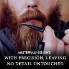 Ontaki Mustache Scissors for Men - 5-Inch, Black - German High-Carbon Steel Bevel-Edge for Precision - Beard Trimming Scissors - Includes Grooming Kit with Mustache & Beard Combs & Carrying Pouch