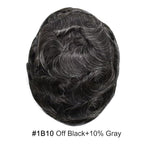 FACE MIRACLE Toupee for Men French Lace Hairpiece Human Hair Replacement System Skin PU Mens Toupee V-Looped Front Hair Piece 6"X8" #1B10 1B# OFF BLACK WITH 10% SYNTHETIC GREY-80% Light Density