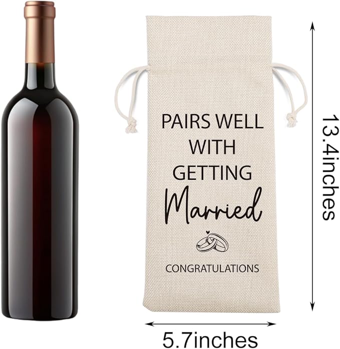 Engagement Wine Gift Bag Wedding Engaged Gifts for Newlyweds Couple Women Men Bridal Shower Gifts for Bride and Groom Pairs Well with Wedding Planning Getting Marride Wine Bags