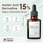 KisoCare Azelaic Acid for Face 15% Serum Niacinamide Vitamin C BALANCING ESSENCE AZ 1 Fl Oz MADE IN JAPAN