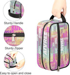 Personalized Makeup Bag with Name, Best Friends Teen Women Mom Birthday Gift Toiletry Travel Bag for Toiletries, Colorful Rainbow Glitter