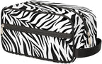 Abstract Black White Zebra Skin Travel Toiletry Bag for Women Men Lightweight Cosmetic Makeup Bag Organizer Waterproof Shaving Bag Dopp Kit with Large Capacity for Toiletries and Shaving Accessories