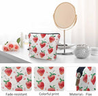 Strawberry Cosmetic Travel Bag For Toiletries, Summer Fruits Strawberry Red Makeup Bag Toiletry Bags For Women, Flax Cosmetic Bags Make Up Bag Purse Toiletries Bag Birthday Gift