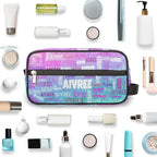 Personalized Name Toiletry Bag, Large Travel Cosmetic Bag Portable Makeup Organizer Bag for Women Bathroom Shower Essentials, Gradient Purple Blue Glittering