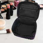 MNSRUU Makeup Bags, Neon Purple and Bats Stars and Moons Makeup Organizer Bags Toiletry Bag Box Travel Cosmetic Bag Make Up Train Case for Women Teen Girl Ladies