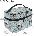 Skull Makeup Bag, Vintage Goth Skull Butterfly Makeup Organizer Bags Toiletry Bag Box Travel Cosmetic Bag Make Up Train Case for Women Teen Girl Ladies