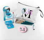 Birthday Maid of Honor Gifts for Women Her Mom Team Teacher Friend Bridesmaid Bride Personalized Makeup Cosmetic Bag with Mirror Valentines Mothers Day Christmas Graduation M