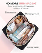 BAGSMART Small Makeup Bag, Travel Cosmetic Bag Make Up Pouch Small Travel Zipper Pouch,Water-resistant Toiletry Bag,Makeup Organizer Bag for Women, Black