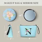 Appreciation Initial Monogram Gifts for Sisters from Sister Employees Team Bride Womens Unique Mom Personalized Makeup Cosmetic Bag with Mirror Mothers Day Christmas Graduation N
