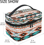 AUUXVA Travel Cosmetic Bag Ethnic Geometric Chevron Aztec Makeup Bag Large Organizer Portable Toiletry Bag Storage Train Case Zipper Brush Bag for Women and Girls