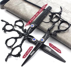 6+7 inch hair stylist barber scissors black plate dragon 440C hairdressing cutting scissors+thinning scissors (3PC)