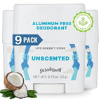 Stinkbug Naturals Aluminum Free Organic Travel Size Deodorant Stick with Unscented, Coconut Oil, Paraben Free, Sensitive Skin Deodorant, 0.75 Ounce Pack of 9